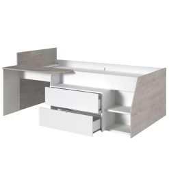 Lit Banquette Milky Avec Bureau Et Tiroirs - Blanc/chêne -Magasin De Meubles MILKY 2309 LITI OUV D b6c7