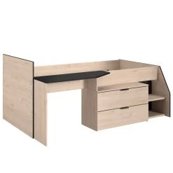 Lit Banquette Milky Avec Bureau Et Tiroirs - Noir/chêne -Magasin De Meubles MILKY INDUS 2389 LITI C 02 20201110003744 9501