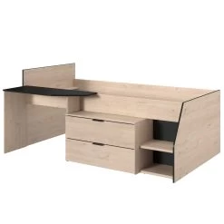 Lit Banquette Milky Avec Bureau Et Tiroirs - Noir/chêne -Magasin De Meubles MILKY INDUS 2389 LITI D 02 20201110003750 cdaa