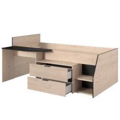 Lit Banquette Milky Avec Bureau Et Tiroirs - Noir/chêne -Magasin De Meubles MILKY INDUS 2389 LITI D 20201110003752 7dd4