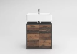 FMD Meuble Sous Lavabo Madoc 60cm, 2 Portes - Old Style -Magasin De Meubles Madoc 1 Matera Old Style dunkel frontal b5a2