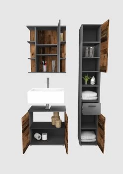 FMD Meuble Sous Lavabo Madoc 60cm, 2 Portes - Old Style -Magasin De Meubles Madoc Freisteller frontal ge ffnet 7d05