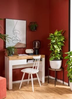 Coiffeuse Manou 106cm, 1 Tiroir - Blanc/ Décor En Chêne -Magasin De Meubles Marne Wei Wotan Eiche Seitlich 36 149 BD c596