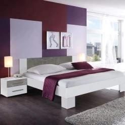 Set De Chambre Lola 180x200 - Blanc/béton