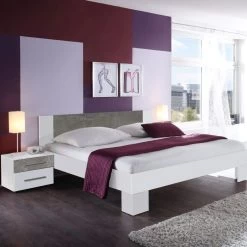 Set De Chambre Lola 160x200 - Blanc/béton