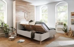 Lit Double Dalila 160x200cm Tissu Teddy Avec Espace De Rangement - Beige -Magasin De Meubles Mattis BK Abriamo 03 beige BK offen14841 2207 fein f15b