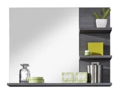 Miroir Mural Moderne En Argent Fumé Avec étagère