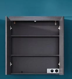 Armoire De Toilette Miami - Moderne, Facile D'entretien, Argent Fumé -Magasin De Meubles Miami BD 1259 405 21 frontal geoeffnet 6b62