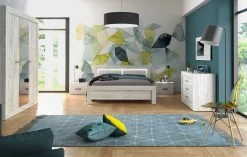 Lit Neal 140x200 Avec éclairage - Chêne Gris -Magasin De Meubles NEVA CAC ambiance d9b8