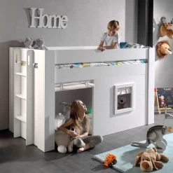 Lit Mi-hauteur Noah Avec Rideaux - Blanc