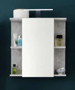 Armoire De Toilette Moderne En Pierre De Béton Avec éclairage - Gris