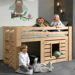 Lit Mi-hauteur Olivier 90x200 Bois Pin - Naturel