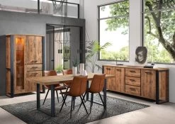 Vitrine Orla 112cm Avec éclairage - Bois De Manguier/noir -Magasin De Meubles Onno nieuw 3caa