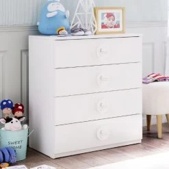 Commode | 100% Mélaminé | 4 Tiroirs | Soft Close | Baby/Child Friendly | Self-Assembly