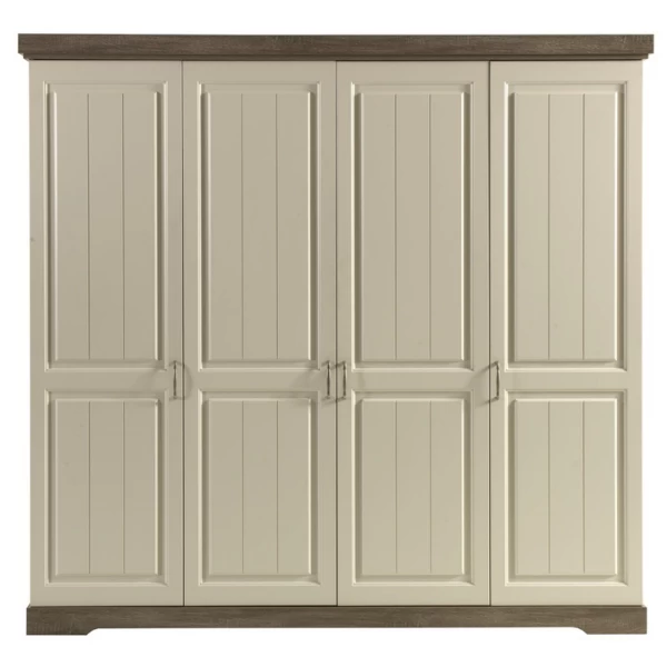 Armoire Isaura 230cm, 4 Portes - Blanc/gris 3 Armoire Isaura 230cm, 4 Portes - Blanc/gris – Image 3