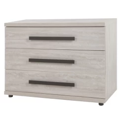 Commode Maité 110cm, 3 Tiroirs - Décor En Chêne Gris