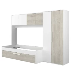 Lit Lev 90x200 Cm Avec Armoire Et Tiroir De Lit - Pin/blanc -Magasin De Meubles Ontwerp zonder titel 15 dcdd