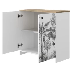 Commode Motaca 80cm, 2 Portes - Blanc/décor De Chêne -Magasin De Meubles Ontwerp zonder titel 18 4a1b