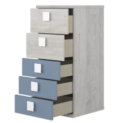 Commode Bo0 98 Cm Avec 5 Tiroirs Et Poignées Carrées - Pin/bleu -Magasin De Meubles Ontwerp zonder titel 30 f184