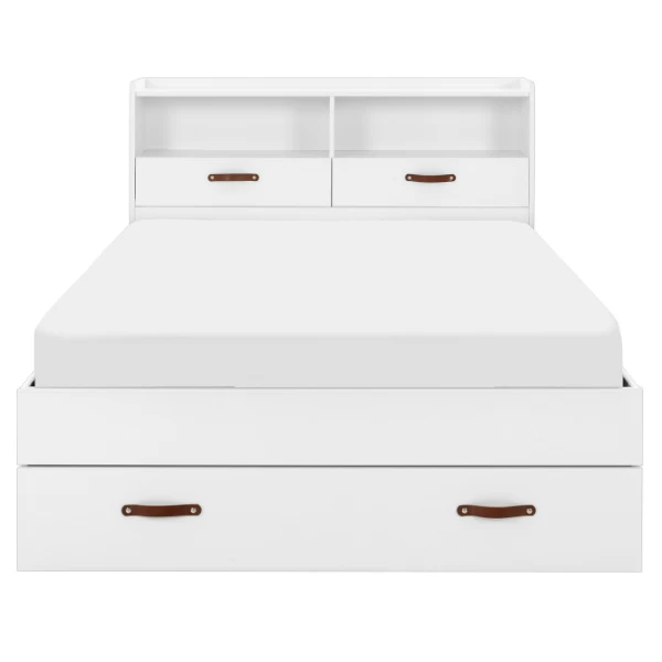 Lit Double Sabri 140x190cm, 3 Tiroirs - Blanc 9 Lit Double Sabri 140x190cm, 3 Tiroirs - Blanc – Image 9