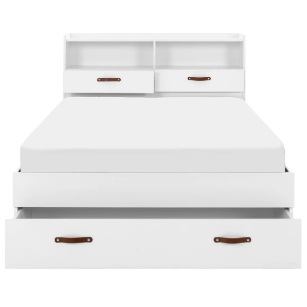 Lit Double Sabri 140x190cm, 3 Tiroirs - Blanc 8 Lit Double Sabri 140x190cm, 3 Tiroirs - Blanc – Image 8