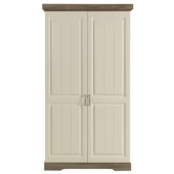 Armoire Isaura 120cm, 2 Portes - Blanc/gris