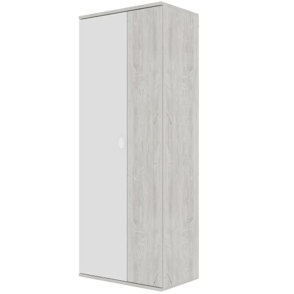 Armoire Bo0 Avec 2 étagères, Tringle à Vêtements Et Poignée De Porte En Forme De Lune - Pin/blanc 1 Armoire Bo0 Avec 2 étagères, Tringle à Vêtements Et Poignée De Porte En Forme De Lune - Pin/blanc