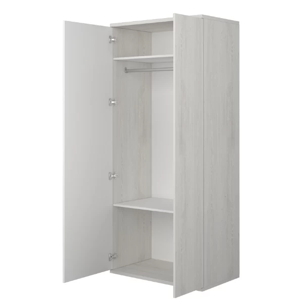Armoire Bo0 Avec 2 étagères, Tringle à Vêtements Et Poignée De Porte En Forme De Lune - Pin/blanc 4 Armoire Bo0 Avec 2 étagères, Tringle à Vêtements Et Poignée De Porte En Forme De Lune - Pin/blanc – Image 4