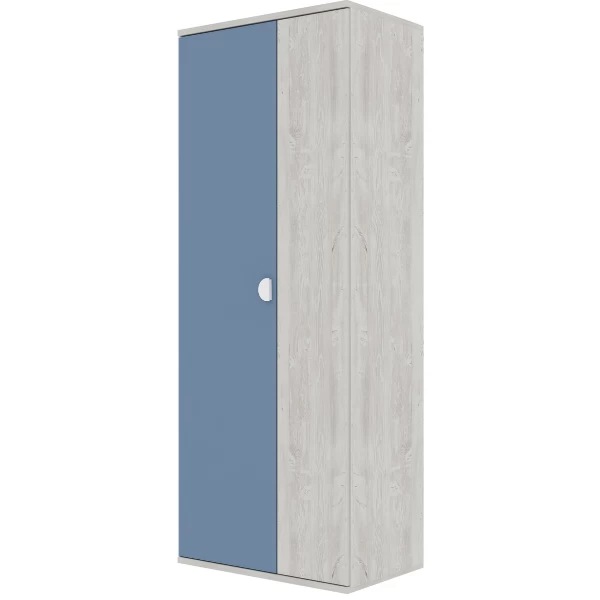Armoire Bo0 Avec 2 étagères, Tringle à Vêtements Et Poignée De Porte En Forme De Lune - Pin/bleu 1 Armoire Bo0 Avec 2 étagères, Tringle à Vêtements Et Poignée De Porte En Forme De Lune - Pin/bleu