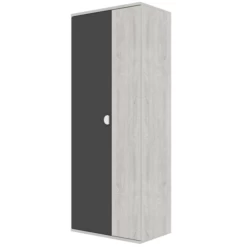 Armoire Bo0 Avec 2 étagères, Tringle à Vêtements Et Poignée De Porte En Forme De Lune - Pin/anthracite