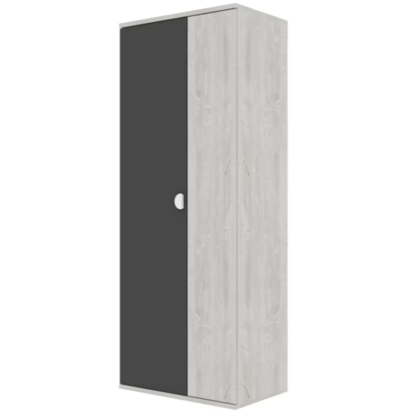 Armoire Bo0 Avec 2 étagères, Tringle à Vêtements Et Poignée De Porte En Forme De Lune - Pin/anthracite 1 Armoire Bo0 Avec 2 étagères, Tringle à Vêtements Et Poignée De Porte En Forme De Lune - Pin/anthracite