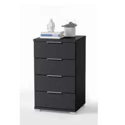 Table De Chevet Nacho 46cm Avec 4 Tiroirs - Noir
