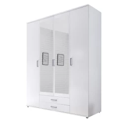 Armoire à Vêtements Daniela 160cm à 4 Portes & 2 Tiroirs - Blanc