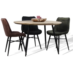 Table De Salle à Manger Rond Bern 120cm Bois De Manguier - Naturel/noir