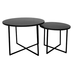Table Basse Gatsby Ensemble De 2 Marbre Et Métal - Noir