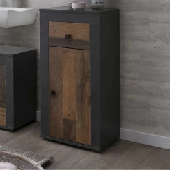 Armoire De Salle De Bains Rutger 1 Tiroir & 1 Porte - Bois/graphite