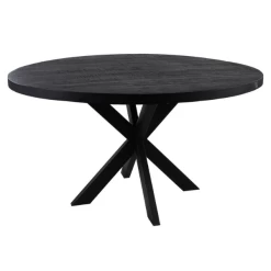 Table à Manger Geraldton Rond 100cm Bois De Manguier - Noir
