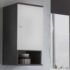 Meuble Suspendu Benja 1 Porte - Blanc/gris Graphite