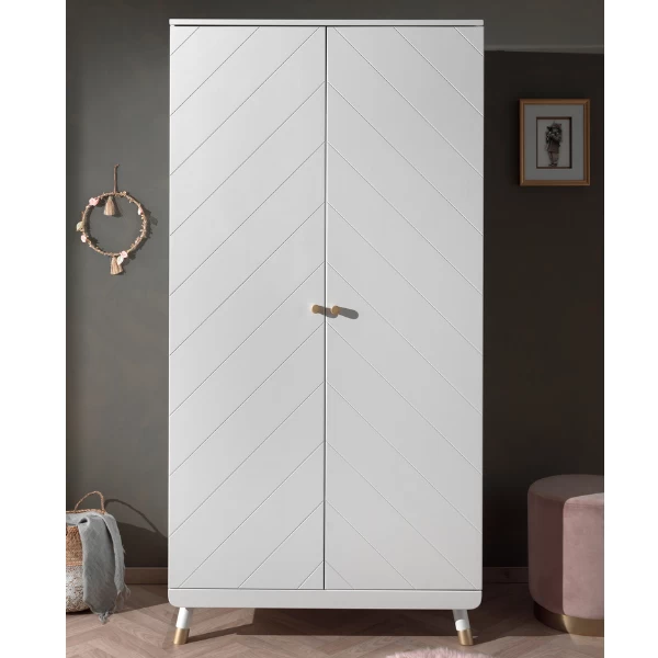 Armoire Billy 2 Portes MDF - Blanc/or 1 Armoire Billy 2 Portes MDF - Blanc/or