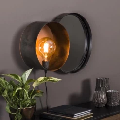 Lampe Murale Geri Avec Miroir - Argent Ancien