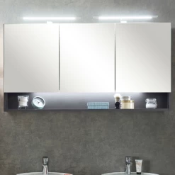 Armoire Toilette Karan 120cm 3 Portes Avec éclairage - Anthracite