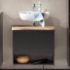 Meuble Sous Lavabo Karan 61cm 1 Tiroir - Anthracite/chêne