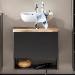 Meuble Sous Lavabo Karan 61cm 1 Tiroir - Anthracite/chêne