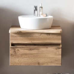 Armoire à Lavabo Vikas 61cm 2 Tiroirs - Chêne