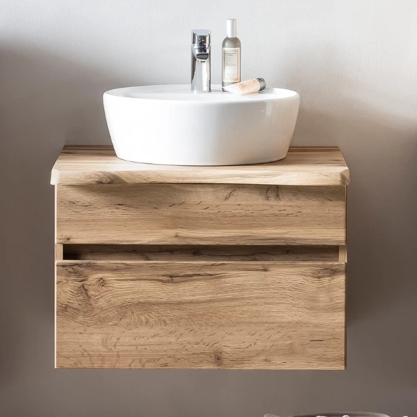 Armoire à Lavabo Vikas 61cm 2 Tiroirs - Chêne 1 Armoire à Lavabo Vikas 61cm 2 Tiroirs - Chêne