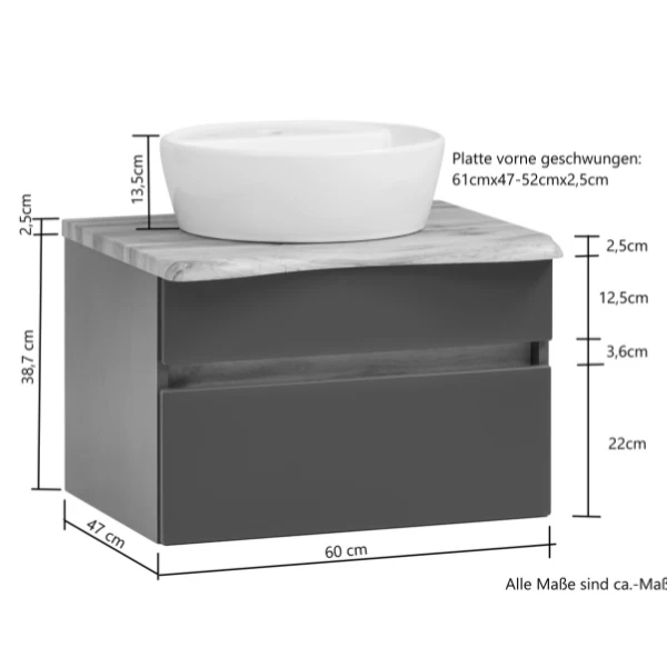 Armoire à Lavabo Vikas 61cm 2 Tiroirs - Chêne 4 Armoire à Lavabo Vikas 61cm 2 Tiroirs - Chêne – Image 4