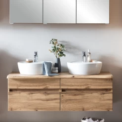 Armoire à Lavabo Vikas 121cm 4 Tiroirs - Chêne