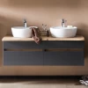 Meuble à Lavabo Vikas 121cm 4 Tiroirs - Anthracite/chêne