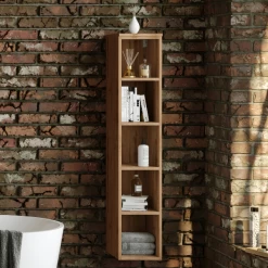 Armoire Salle De Bain Ouverte Malvo 25cm 4 étagères - Chêne