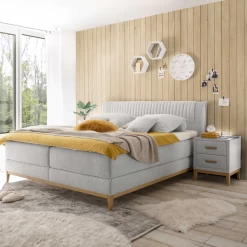 Lit Boxspring Arhus 160x200cm Avec Matelas Et Sur-matelas - Gris